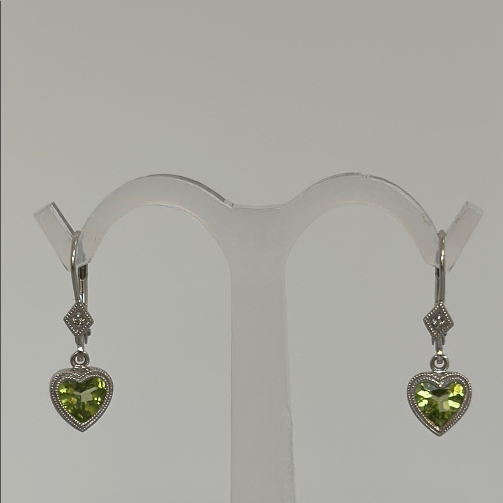 14k real solid gold spinel Diamonds Earrings with Green Gemstone